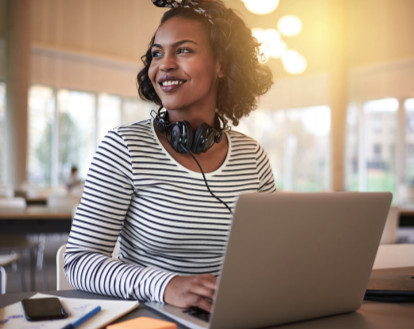 A woman using her laptop